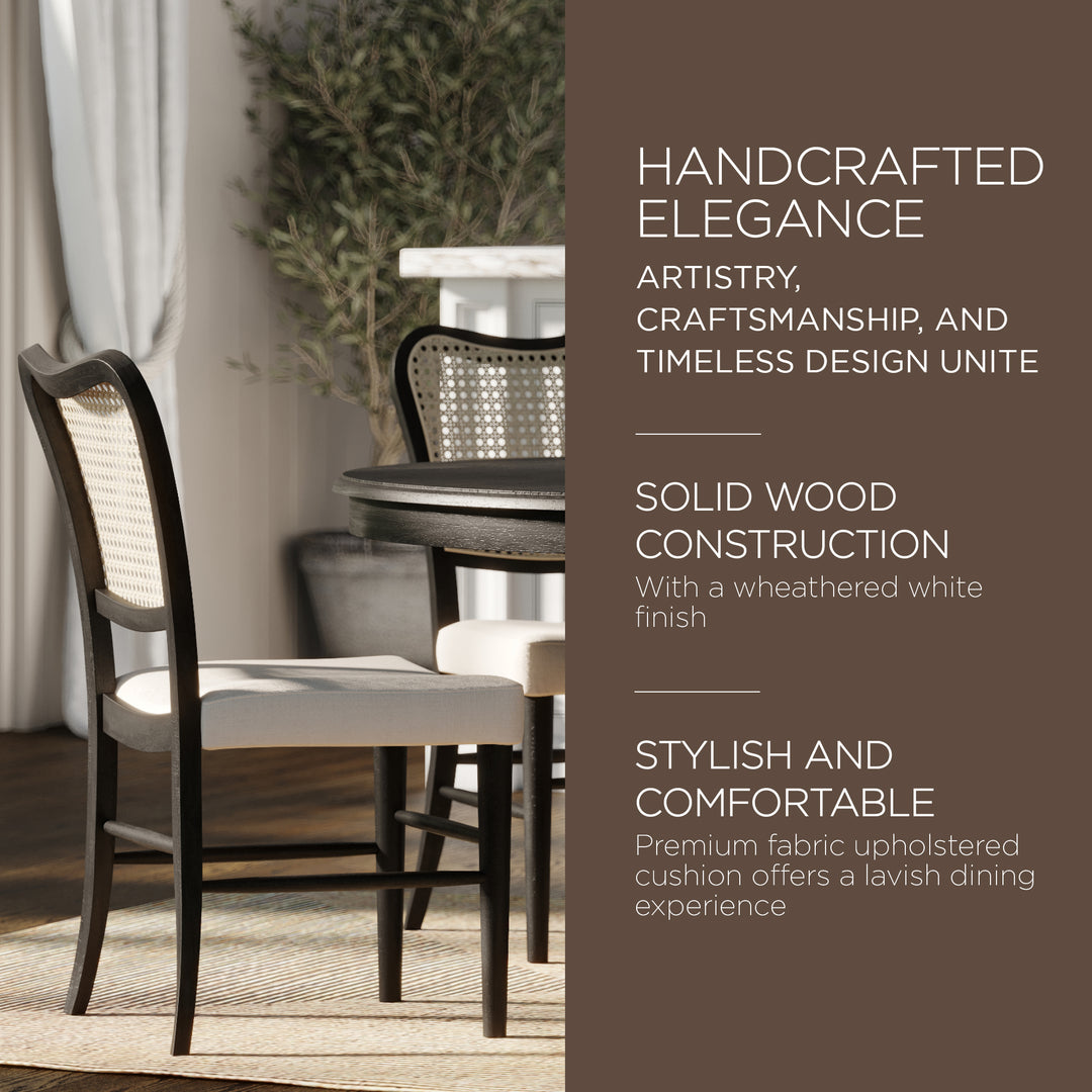 Maven Lane Wooden Dining Chair, Antique Black & Dove Fabric, 2pc (For Parts) - VMInnovations