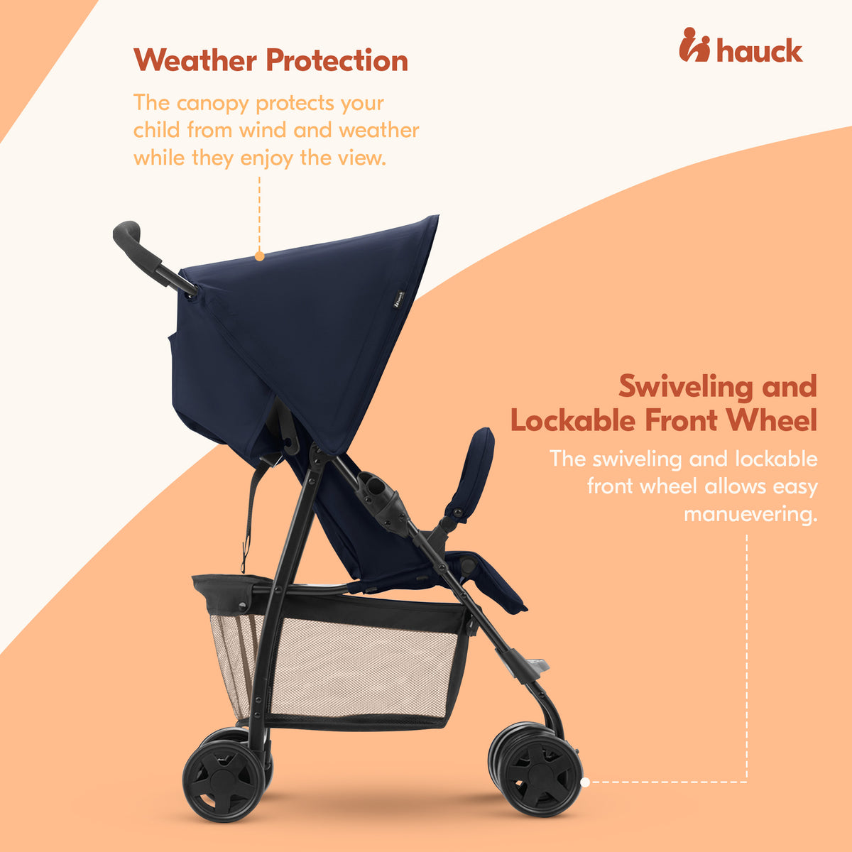 hauck Sport T13 Lightweight Compact Foldable Stroller Chair, Dark Blue(Open Box) - VMInnovations