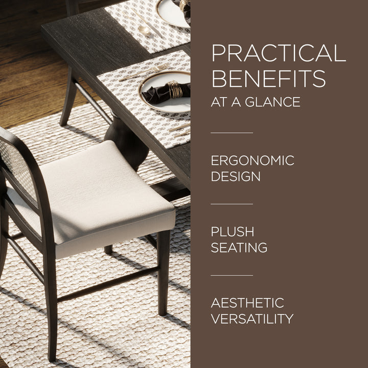 Maven Lane Vera Wooden Dining Chair, Antique Black & Dove Weave Fabric,2pc(Used) - VMInnovations