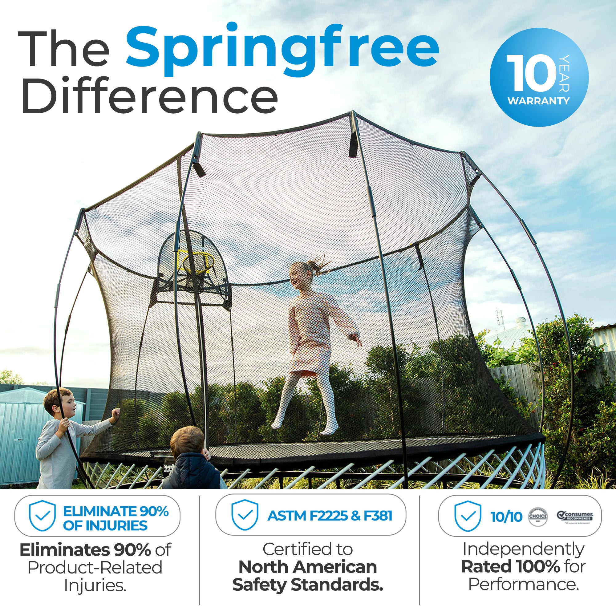 Springfree Trampoline 12'x19' Jumbo Oval Trampoline with 22'x29' Space Required