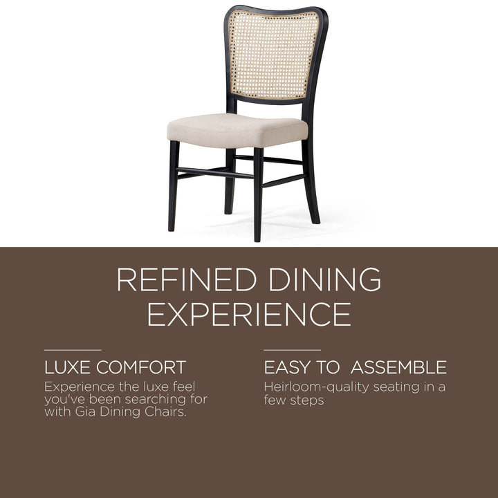 Maven Lane Wooden Dining Chair, Antique Black & Dove Fabric, 2pc (For Parts)