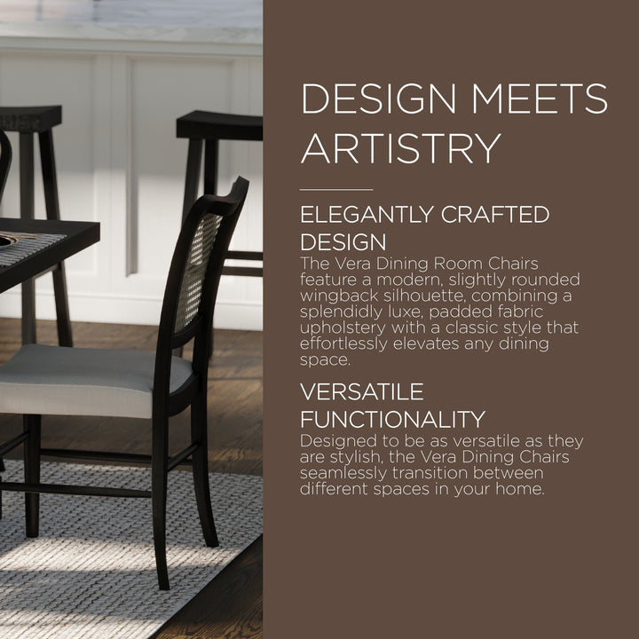 Maven Lane Wooden Dining Chair, Antique Black & Dove Fabric, 2pc (For Parts)