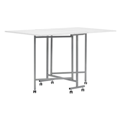 Sew Ready Folding Craft and Cutting Standing Table with Wheels, Silver/White