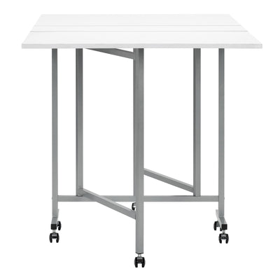 Sew Ready Folding Craft and Cutting Standing Table with Wheels, Silver/White