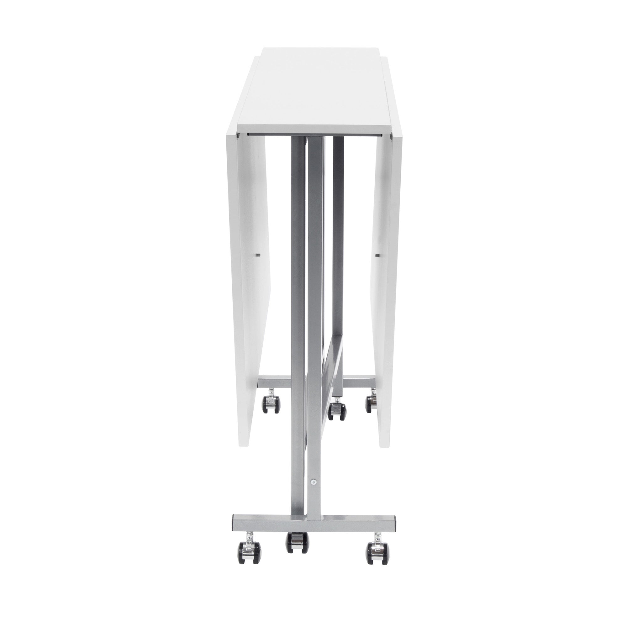 Sew Ready Folding Craft and Cutting Standing Table with Wheels, Silver/White