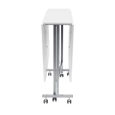 Sew Ready Folding Craft and Cutting Standing Table with Wheels, Silver/White
