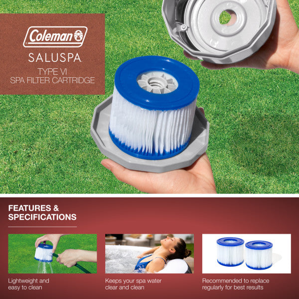 Bestway SaluSpa Hot Tub Filter Pump Type VI Replacement Cartridges (4 Pack) - VMInnovations