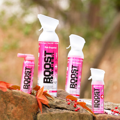 Boost Oxygen Pocket Sized Canned Oxygen w/ Mouthpiece, Pink Grapefruit (9 Pack) - VMInnovations