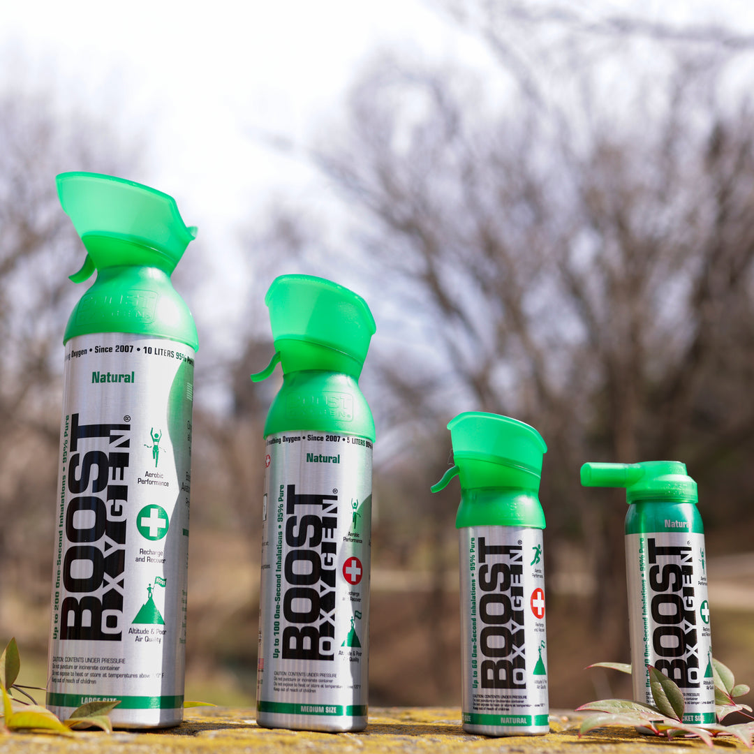 Boost Oxygen 5L Canned Oxygen Bottle, Natural (4 Pack) & 3L Bottle, Peppermint - VMInnovations