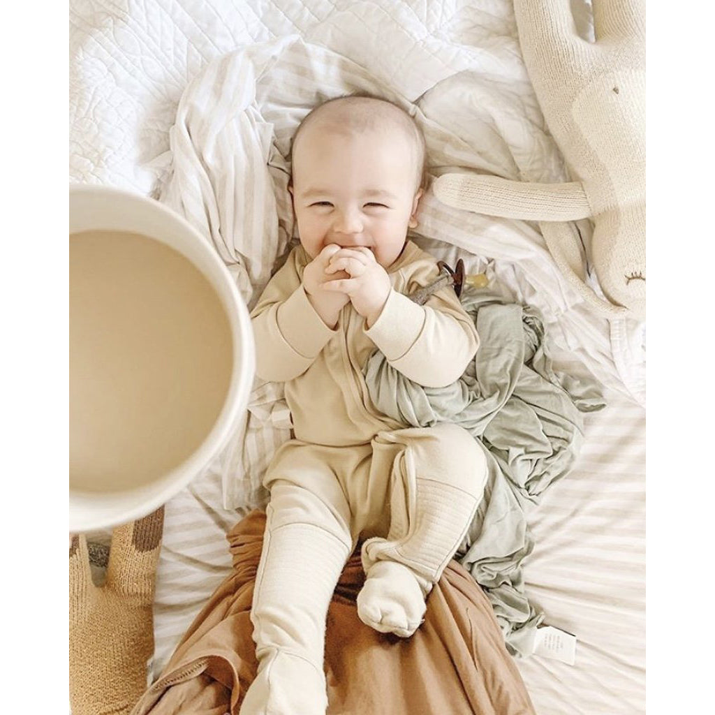 Goumikids Unisex Baby Footie Pajamas Organic Sock Sleeper Clothes, 0-3M Soybean - VMInnovations