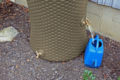 Good Ideas 50 Gallon Nantucket Rain Barrel Planter, Coyote Granite - VMInnovations