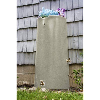 Good Ideas Impressions Reflections 50 Gallon Plant Rain Saver Barrel, Sandstone