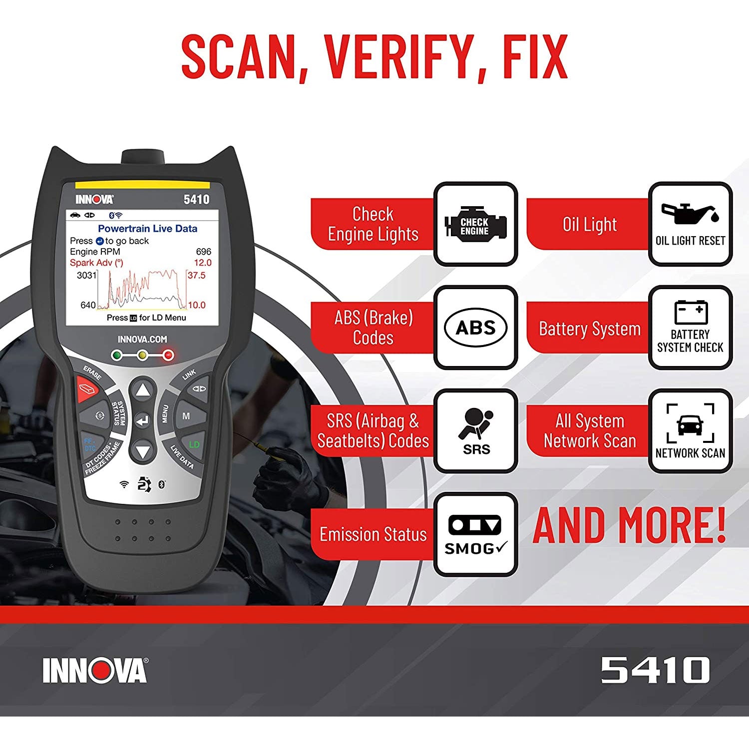 INNOVA CarScan Diagnostics Bluetooth Code Reader Automotive Scanner Tool (Used)