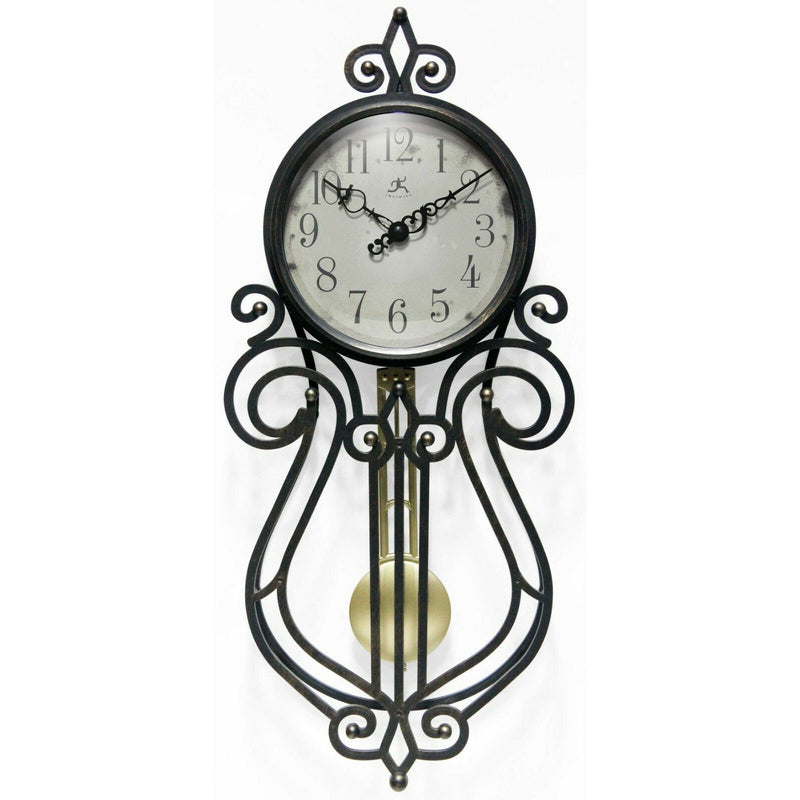 Infinity Instruments 20068AG-4420 Rustic Farmhouse 20x9 Inch Pendulum Wall Clock