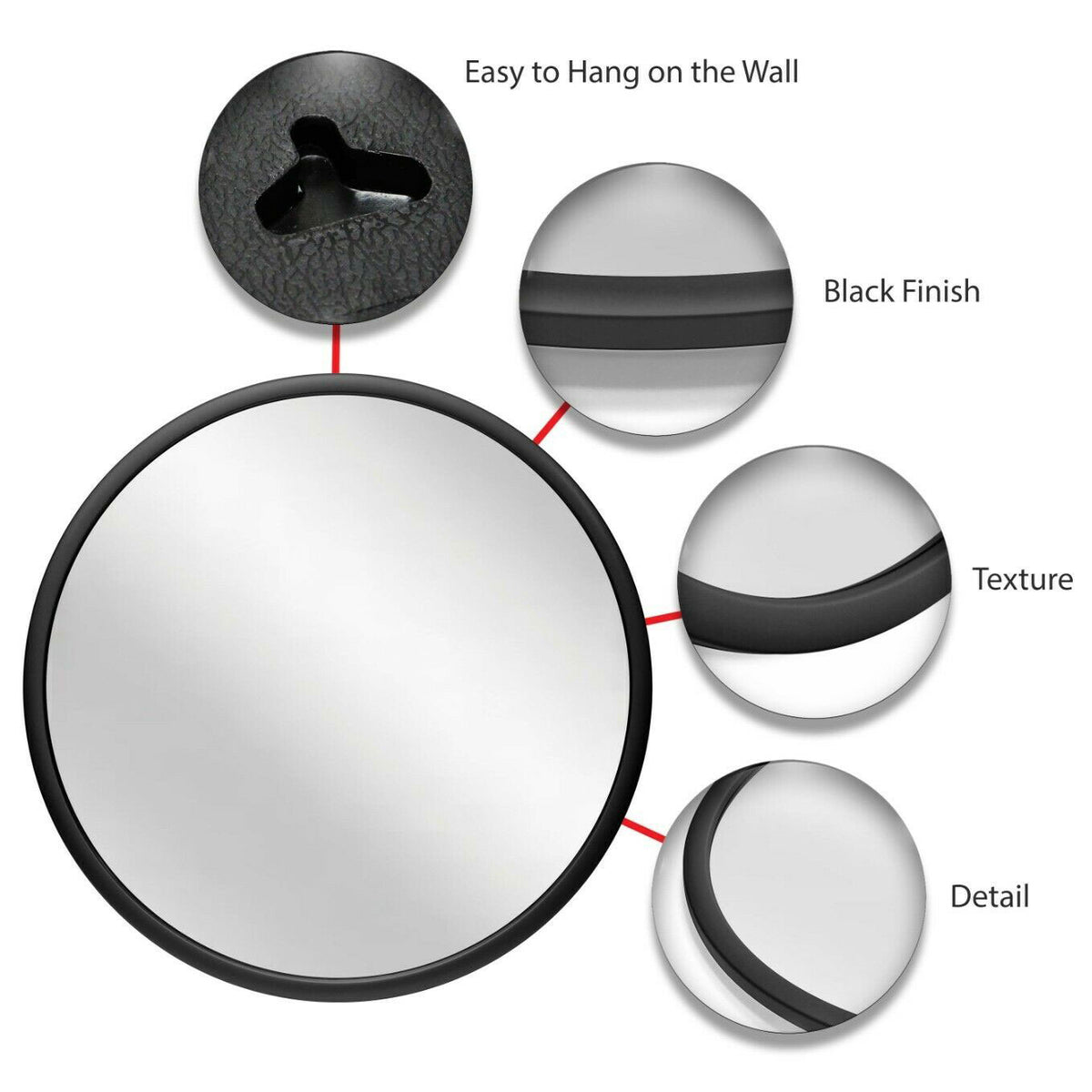 Infinity Instruments Nera 22" Hanging Wall Mirror, Black Matte Frame (Open Box)