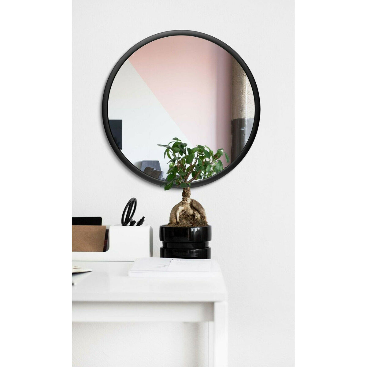 Infinity Instruments Nera 22" Hanging Wall Mirror, Black Matte Frame (Open Box)