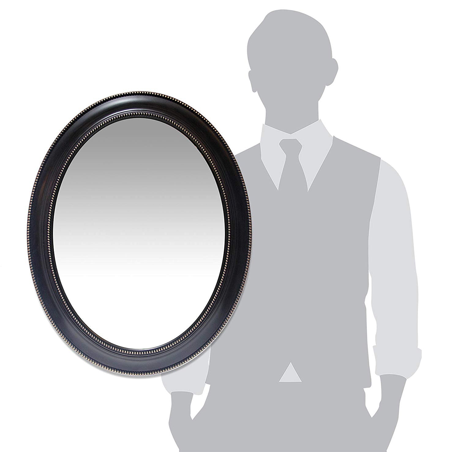 Infinity Instruments 30-Inch Sonore Oval Wall Hanging Mirror, Black (Open Box) - VMInnovations