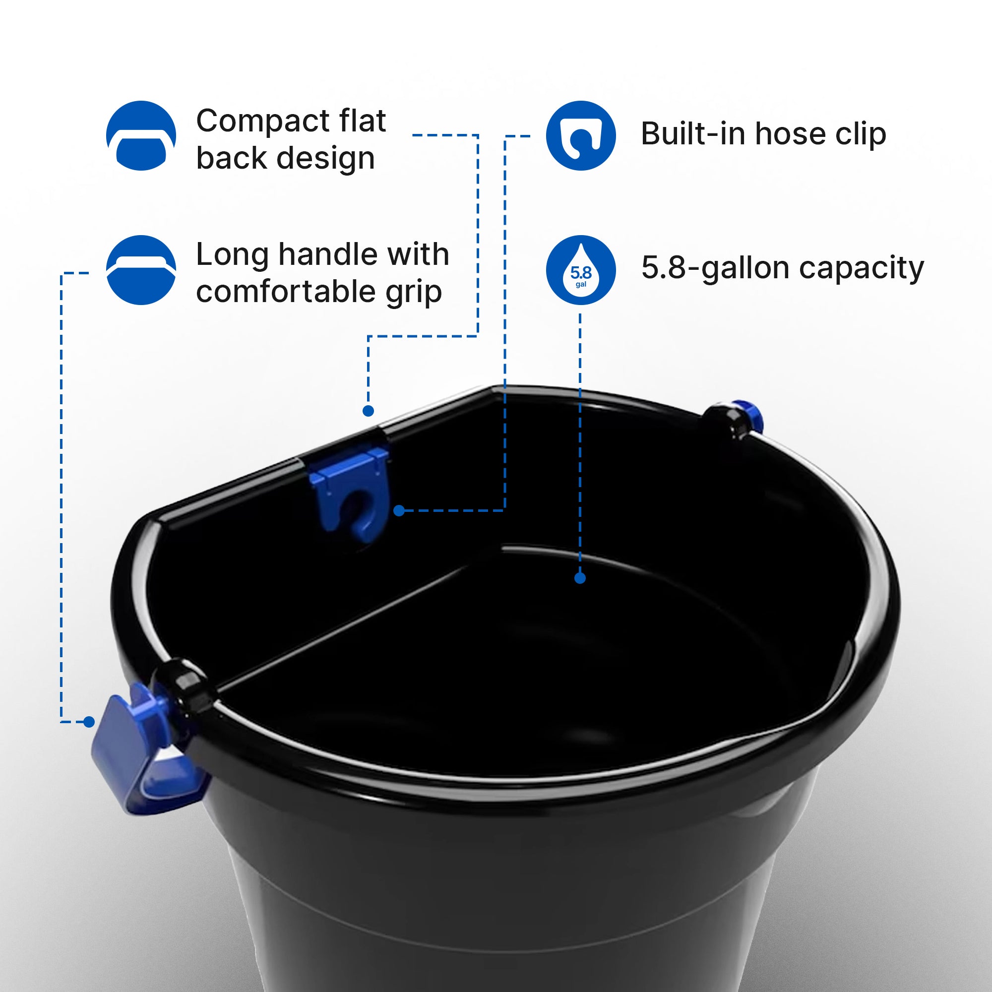 Gracious Living 5.8 Gallon Flat Back Indoor Outdoor Garden Water Bucket (6 Pack) - VMInnovations