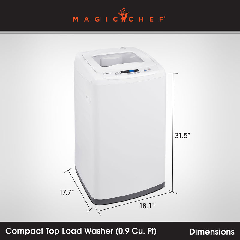 Magic Chef Compact Portable Top Load Washer with Space Saving Design, White