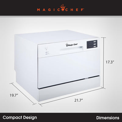 Magic Chef MCSCD6W5 Energy Star 6 Plate Kitchen Countertop Dishwasher, White - VMInnovations
