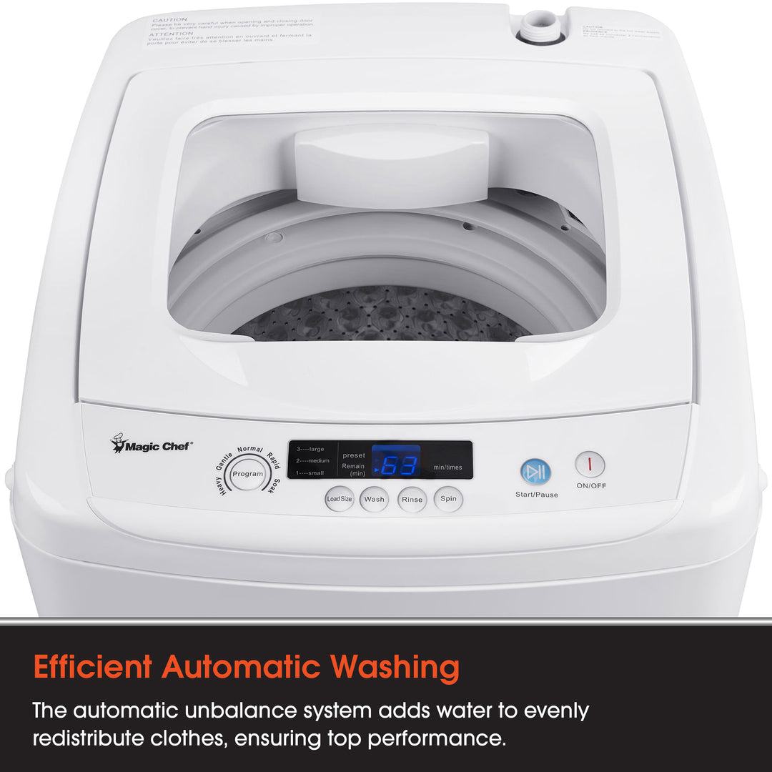 Magic Chef Compact Portable Top Load Washer with Space Saving Design, White - VMInnovations