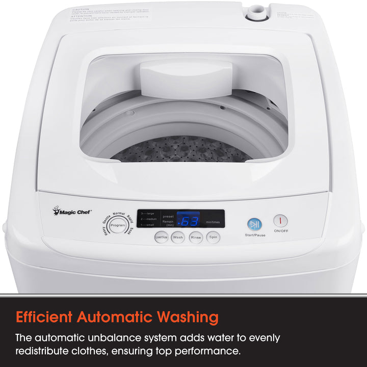 Magic Chef Compact Portable Top Load Washer with Space Saving Design, White - VMInnovations