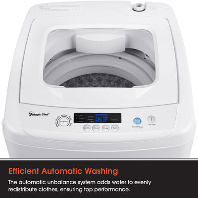 Magic Chef Compact Portable Top Load Washer with Space Saving Design, White - VMInnovations