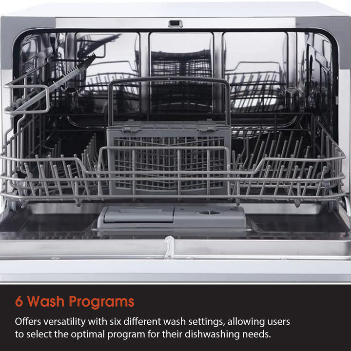 Magic Chef Energy Star 6 Plate Kitchen Countertop Dishwasher, White (Open Box)