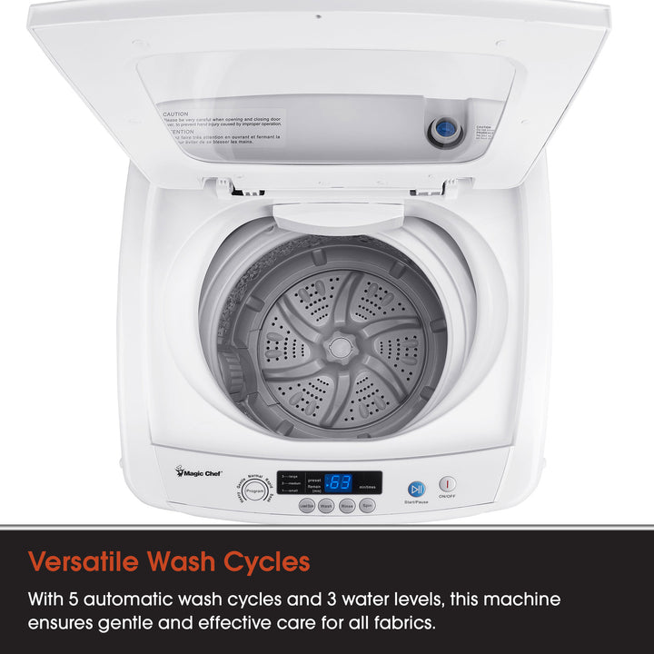 Magic Chef Compact Portable Top Load Washer with Space Saving Design, White - VMInnovations
