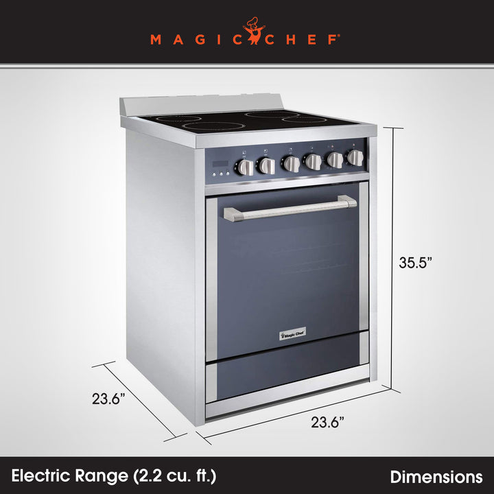 Magic Chef MCSRE24S Stainless Steel Electric Range with Convection and 4 Burners