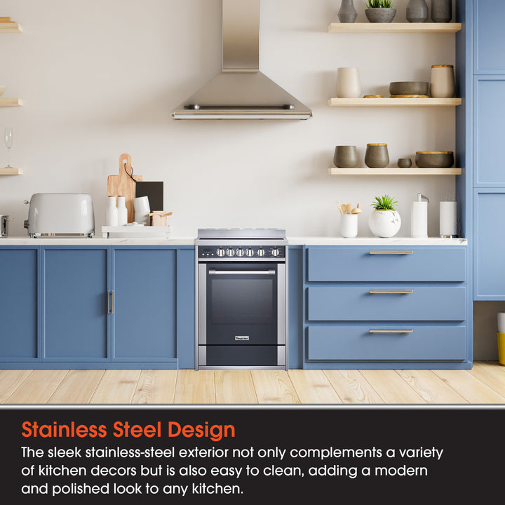 Magic Chef MCSRE24S Stainless Steel Electric Range with Convection and 4 Burners - VMInnovations