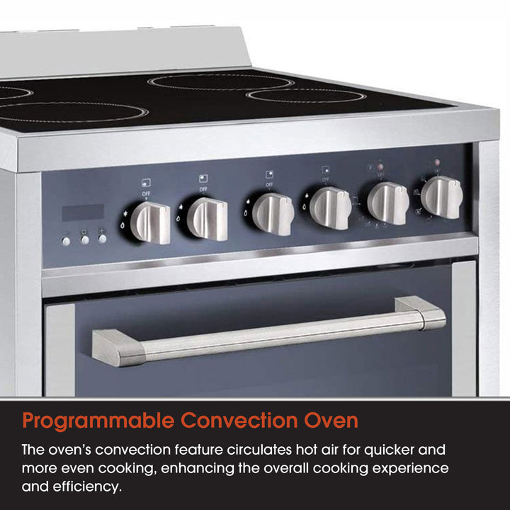 Magic Chef MCSRE24S Stainless Steel Electric Range with Convection and 4 Burners