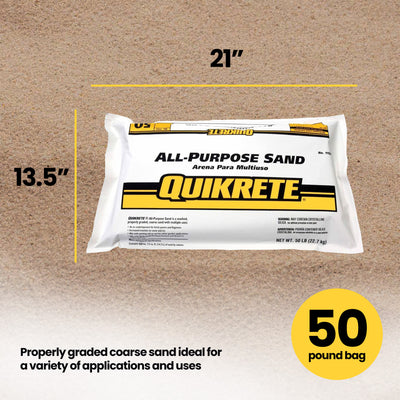 QUIKRETE All Purpose Sand for Potting Soil and Concrete Mix, Coarse, 50 Lb Bag