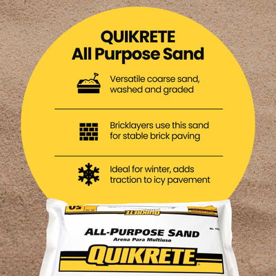 QUIKRETE All Purpose Sand for Potting Soil and Concrete Mix, Coarse, 50 Lb Bag