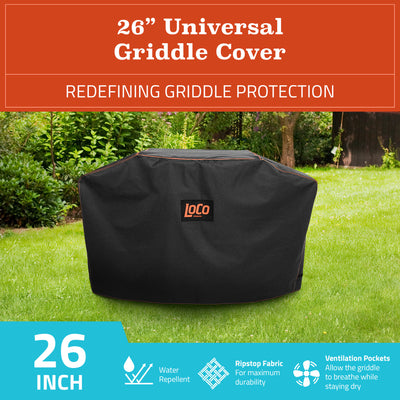 Loco Cookers 26" Universal Grill Cover w/SmartTemp, Zipper, & Cart, Black (Used) - VMInnovations
