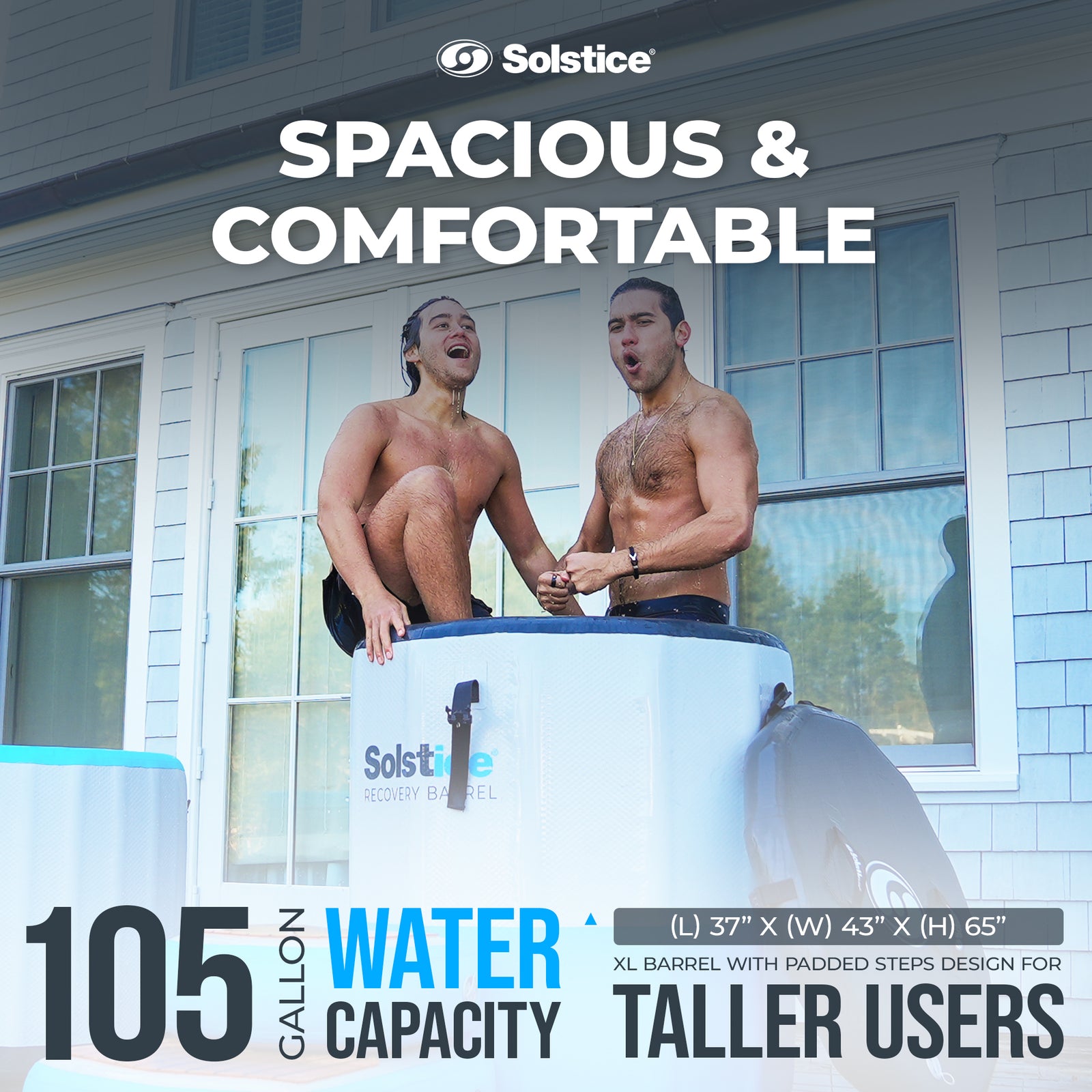 Solstice Original Inflatable Cold Plunge Ice Bath Tub Standing Recovery Barrel - VMInnovations