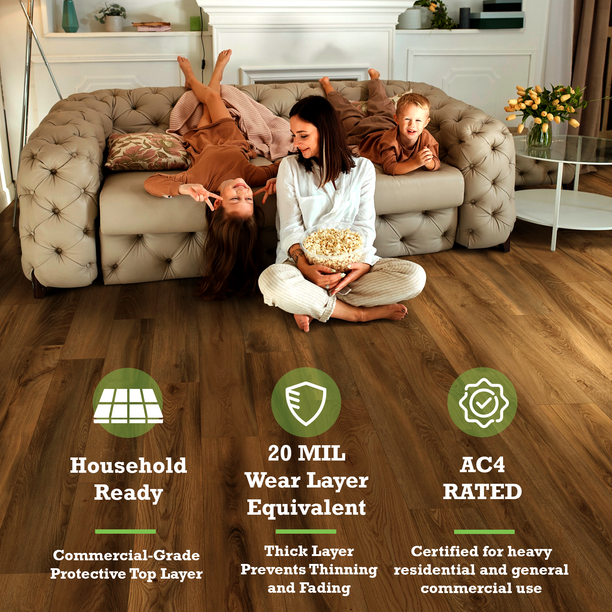 Nature's Mark Vinyl Flooring, Modern Hardwood, 22.16 sq. ft. per Carton, Ranch