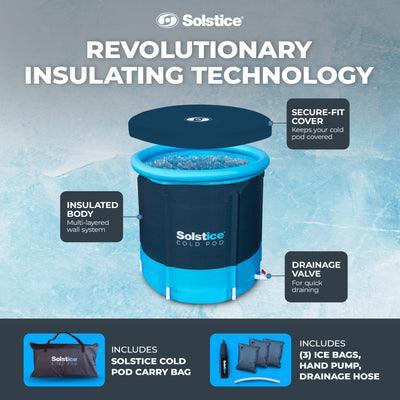 Solstice Cold Pod Plunge 84.5 Gal Ice Bath Tub w/Large Lid & Carry Bag(Open Box) - VMInnovations