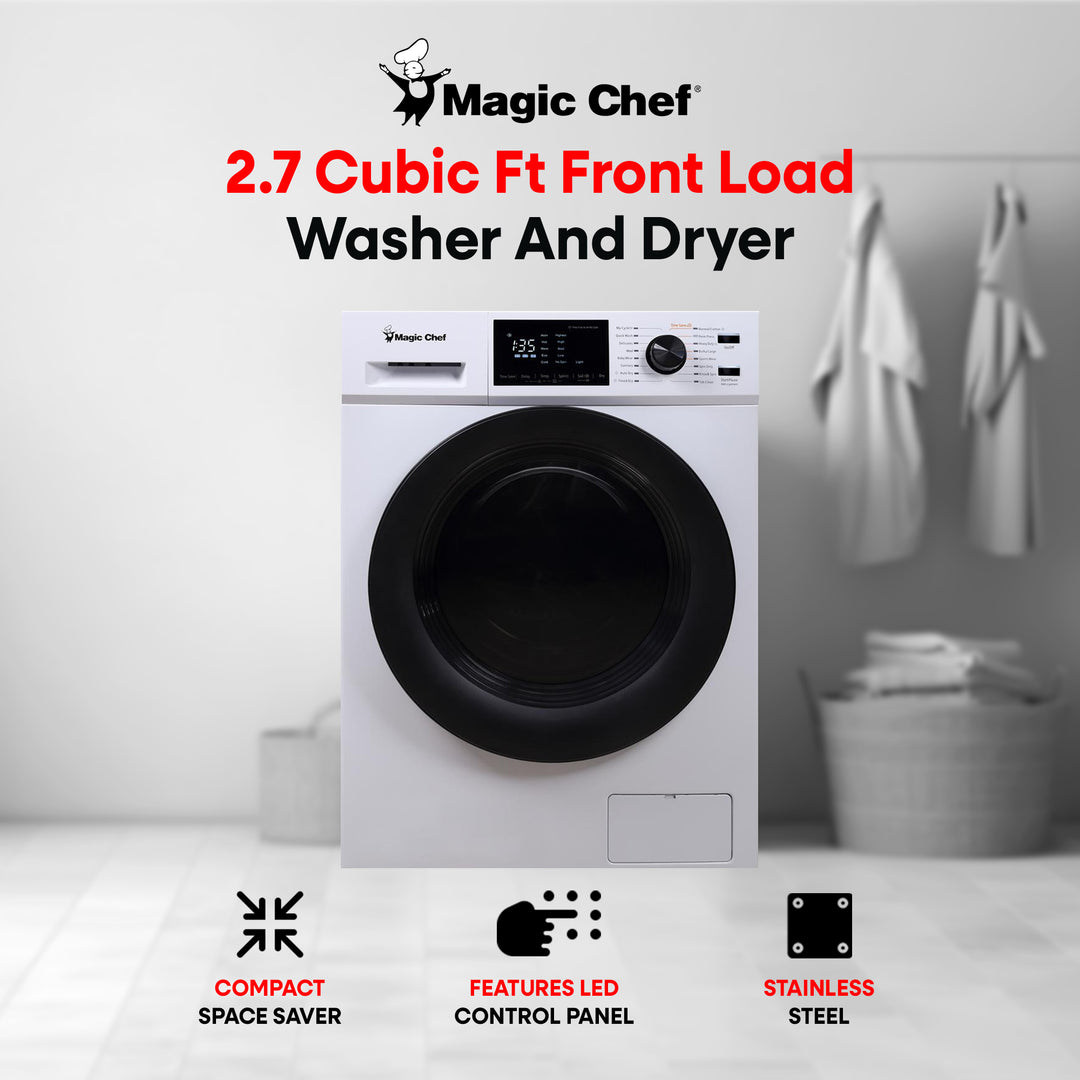 Magic Chef MCSCWD27W5 2.7 Cu Ft Front Load Washer And Dryer Combination, White