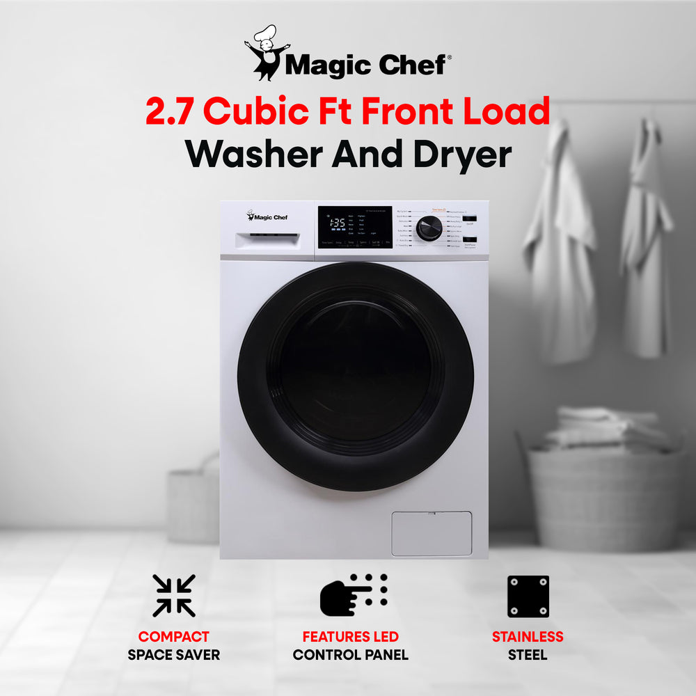 Magic Chef MCSCWD27W5 2.7 Cu Ft Front Load Washer And Dryer Combination, White - VMInnovations