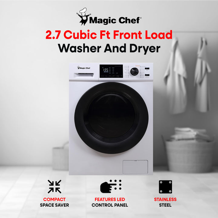 Magic Chef MCSCWD27W5 2.7 Cu Ft Front Load Washer And Dryer Combination, White - VMInnovations