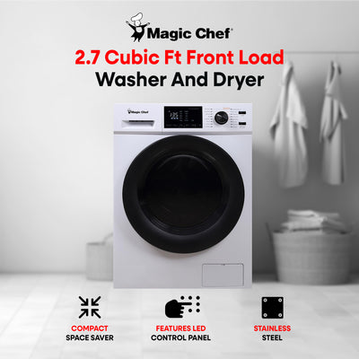 Magic Chef MCSCWD27W5 2.7 Cu Ft Front Load Washer And Dryer Combination, White - VMInnovations