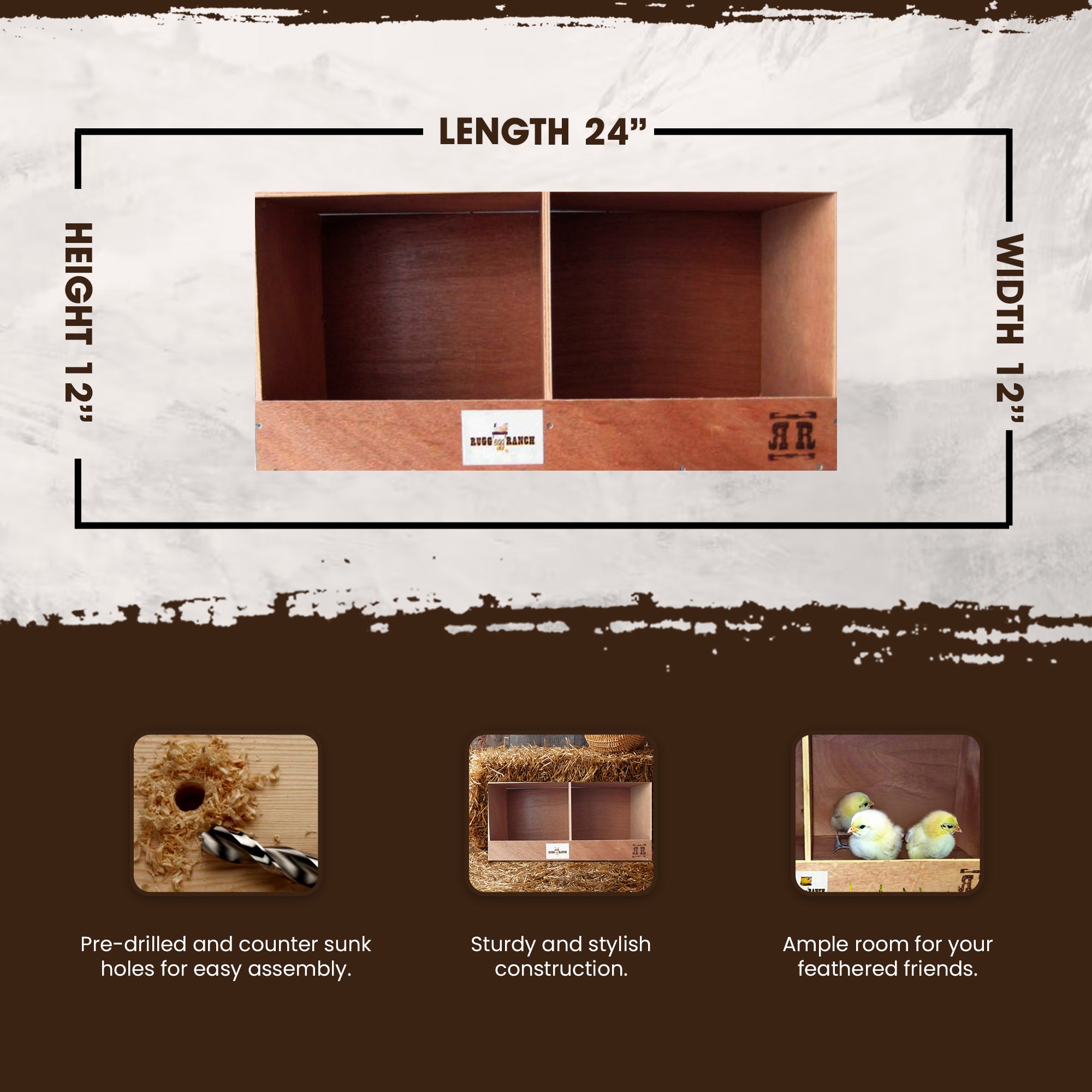 Rugged Range Duplex Chicken Coop Interior Nesting Box for 2 to 4 Hens (Open Box) - VMInnovations