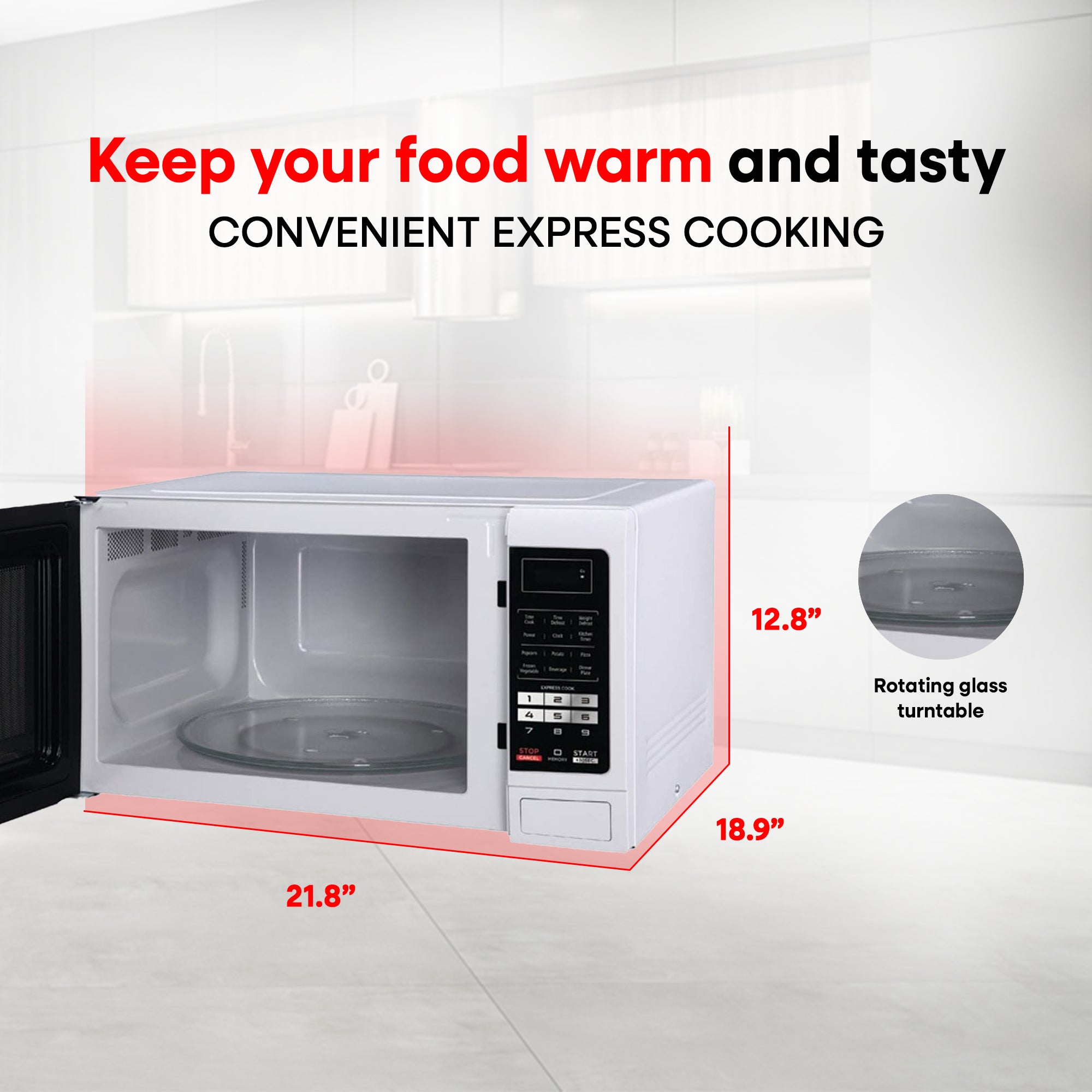 Magic Chef 1100 Watt 1.6 Cubic Feet Digital Countertop Microwave, White (Used) - VMInnovations
