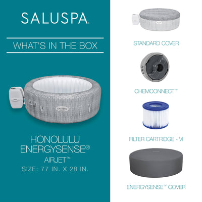 Bestway SaluSpa Honolulu AirJet Hot Tub w/EnergySense Cover, Grey (Open Box)