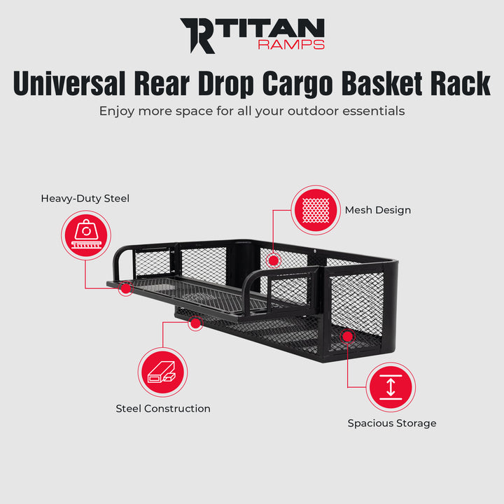 Titan Ramps Universal ATV/UTV Rear Drop Cargo Basket Rack 150lb. Capacity (Used)