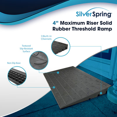 Silver Spring 4" Maximum Riser, Solid Rubber 3 Channel Threshold Ramp (Used)