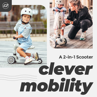 Scoot & Ride 2-in-1 Ride-On & Stand Kids Scooter, Ages 1-5, Highwaykick 1, Ash