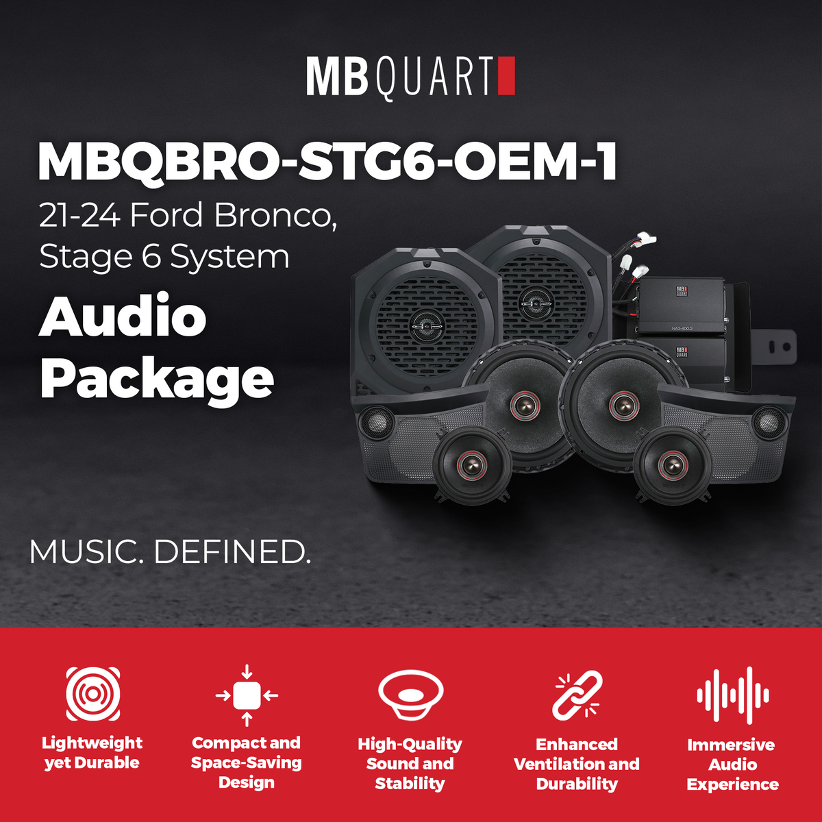 MB Quart Tuned Audio Package for 21-26 Ford Bronco, Stage 6 System, 800 Watt