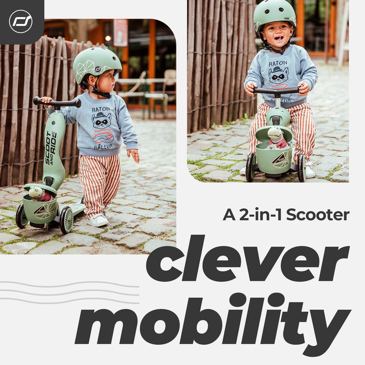 Scoot & Ride 2-in-1 Kids Scooter with Basket, Highwaykick 1 Lifestyle, Green